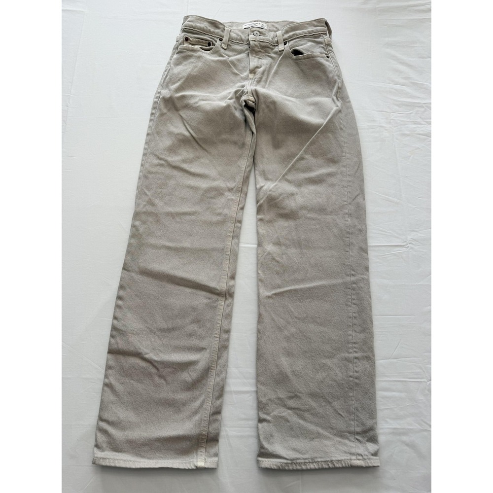 Abercrombie &‎ Fitch 90s Relaxed Straight Jeans Womens 25 Beige Low Rise 26x30